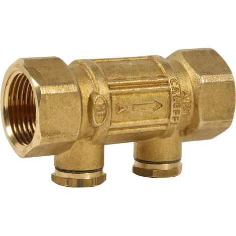 Clapet antipollution NF ACS femelle 1/2" (15/21) avec bouchons laiton 1/4" (8/13) - Longueur 68 mm - Sferaco