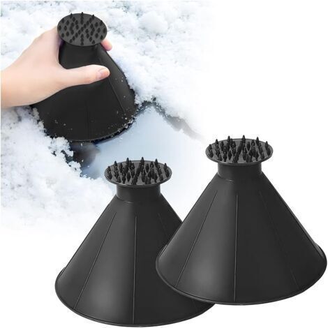 2 Pcs Grattoirs à Glace Ronds, Universelle Gratte-Glace Voiture, Multifonctionnel Nettoyage Pelle à Neige, Accessoires Automobiles, pour SUV, Voitures Pare-Brise Voiture Vitres(Noir) (1/5)