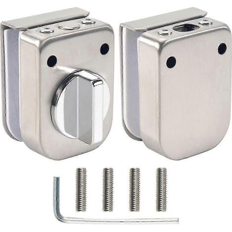 Verrou/loquet en acier inoxydable pour porte vitrée, 138A, sans perçage, pour porte vitrée double sans cadre (1/4)