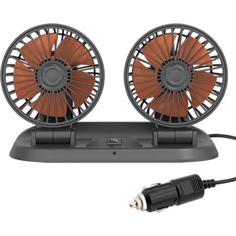 Dual-head fan, 24V, 360° rotation, 2 speeds, Cigarette lighter plug, Truck, Van, SUV (1/5)