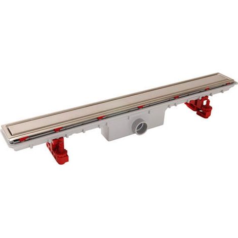 Nicoll – Caniveau de douche inox 790mm Ø40 – Grille réversible – Débit 0,66l/s – Pour douche de plain-pied – Système à coller