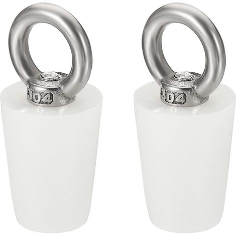 Tappo conico in gomma siliconica da 14 mm a 19 mm, tappo solido con anello per provette, tubi dell'acqua, fori di scarico, bianco, 2 pezzi (1/4)
