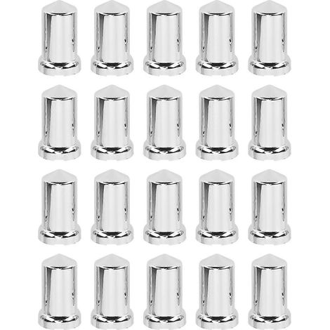 Cache-écrous de roue en plastique ABS chromé antirouille, 33 mm, à bride, pour camions, remorques et véhicules (1/4)