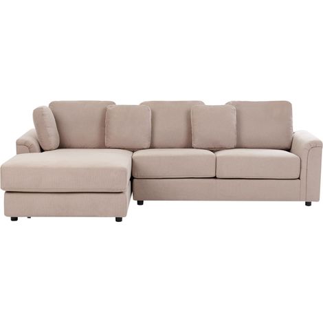 Corner Sofa 4 Seater KOHLO Fabric Taupe Right Hand