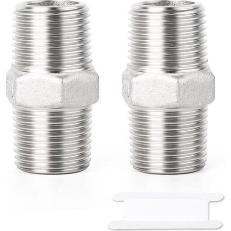2 pièces raccords de tuyauterie à embout hexagonal en acier inoxydable 304, filetage BSP mâle 1" à mâle 1", raccord adaptateur droit (1/5)