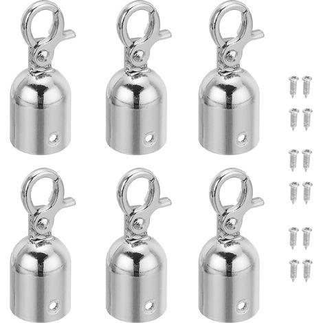 Embouts de Corde pour Poteau de Guidage 6Pcs Argenté (1/5)