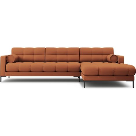 Canapé d'angle droit 5 places en tissu structurel brique (1/5)