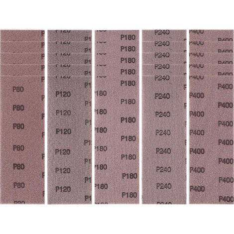 Filet Bande Abrasive 80 X 230mm, 25 Pièces Grille Abrasive Avec 80/120/180/240/400 Grain, Pour Ponçage Manuel, Ponceuse Orbitale Et Bloc De Ponçage Manuel (1/5)