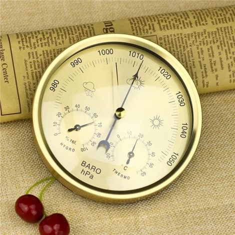 Précision Aneroid 3 en 1 Baromètre Station météo Baromètre thermomètre hygromètre pour l\'intérieur et extérieur avec cadre en acier (1/4)