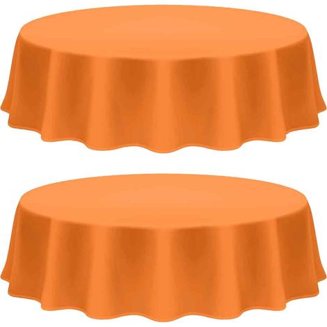 Nappe Toile Cirée - Ronde 213 cm - Extérieur Intérieur - Bord Coupé - Orange