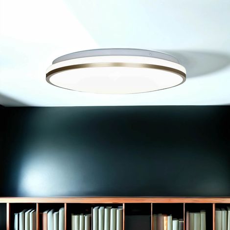 Deckenleuchte LED Metall D: 38 cm in Weiß Gold rund 4000 K neutralweiß 1460 lm