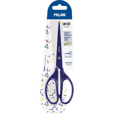 Blister di forbici da ufficio Blu Acido 17cm Milano (1/5)