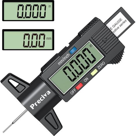 Preciva Profiltiefenmesser LCD Display 0-25 mm Ersatzbatterie schwarz (1/5)