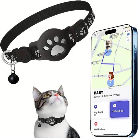 Collier GPS Chat, Traceur GPS Chat Tracker, Compatible avec Goo- gle Find My, sans Carte SIM, sans Abonnement Mensuel, Imperméable et Durable, Localisation Temps Réel (White, Android)