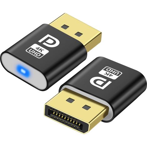 Display Port Headless Ghost Display Émulateur 4K DisplayPort factice Plug EDID Émulateur d'écran virtuel pour minage de crypto, serveurs distants, bureaux virtuels (2 pièces) (1/5)