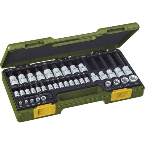 Set speciale Proxxon per viti TX e a testa esagonale interna, 42 pezzi. 1/4" + 1/2" (1/4)