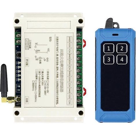 Télécommande sans fil 4 canaux 300 m, 12-48 V CC, 30 A, pour portes de garage, interrupteur, relais et récepteur pour éclairage LED, 433 MHz (1/5)