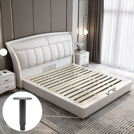 Pied de lit réglable - Métal - 18 à 33 cm - Gris foncé - Pour sommier et canapé (1/4)