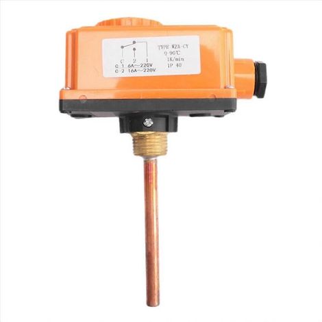 Thermostat de contrôle de température pour tuyau d'eau chaude à filetage mâle G1/2, 90 degrés Celsius, chauffage haute température () (1/5)