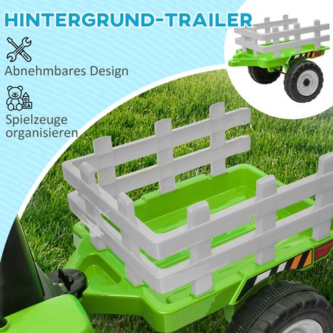 Tracteur électrique enfant avec télécommande parentale, vitesse max 6 km/h, couleur vert et noir (1/4)