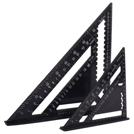 Equerre Menuisier Multifunctions 18cm et 30cm, Metal Aluminium Triangle Règle Équerre Trusquin Guide Raporteur Angle 45 90 Degres/Outillage Charpentier/Outil Traçage Guidage Menuiserie Bois (1/4)