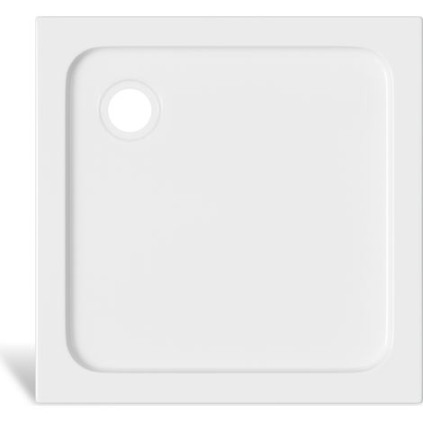 Randaco Plato de ducha cuadrado de acrílico 80 x 80 cm, blanco, altura 4 cm, desagüe Ø 90 mm (1/5)
