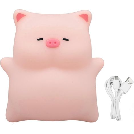 Schweinchen-Nachtlicht für Kinder, Silikon, 3000K LED, dimmbar, wiederaufladbar, niedliche Schweinchen-Nachttischlampe für Zuhause
