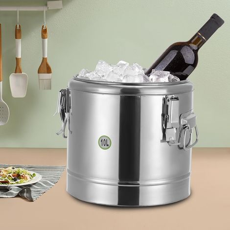 Récipient isotherme de transport professionnel 10L, récipient isotherme en acier inoxydable pour la gastronomie avec poignées, couvercle, joint en caoutchouc, maintien de la température (1/5)