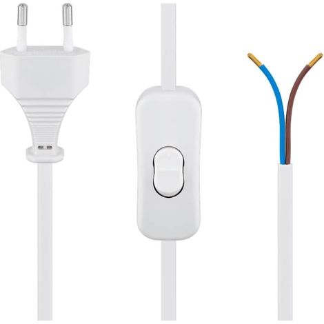 Câble d'alimentation LED avec interrupteur, prise européenne 130 cm