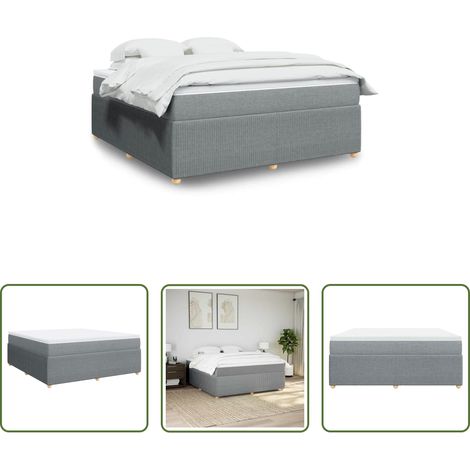 vidaXL Taschenfedern - Boxspringbett mit Matratze Hellgrau 180x200 cm Stoff (1/5)