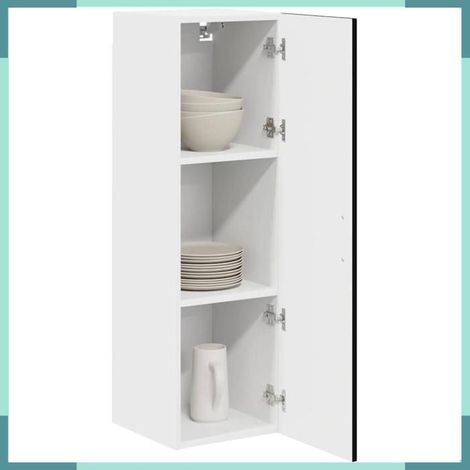 Armoire murale de cuisine - Kalmar - Noir - 30 x 31 x 100 cm - Grand espace de stockage (1/5)