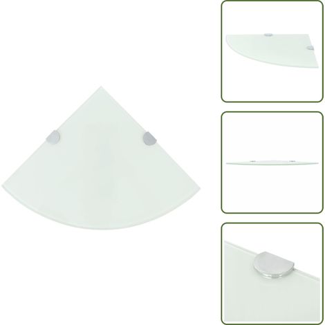 Étagère de coin avec supports chromés Verre Blanc 25 x 25 cm - Étagère Murale - Étagère D'angle - Rangement Mural - Décoration Murale - Étagère Blanche (1/5)