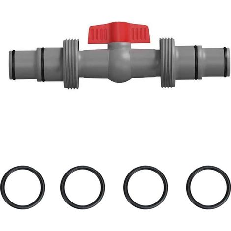 Vanne d'Arrêt pour Piscine 32 mm vers 38 mm, Adaptateur PVC 2 Voies pour Tuyau Piscine, Vanne à Boisseau pour Tuyau Ø 32/38 mm, Compatible Piscine Hors Sol et Pompe de Piscine