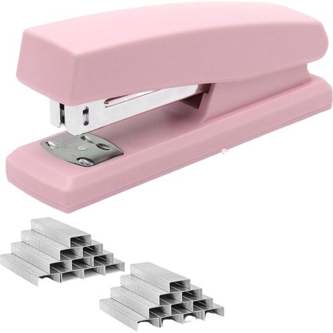 Agrafeuse de bureau avec 2 000 agrafes et dégrafeuse, capacité de 25 feuilles, pour le bureau, l'école et la maison, rose (1/5)