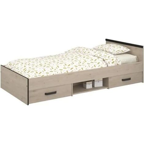 Bett mit 2 Schubladen mit Stauraum Liegefläche 90x200 - Nashville