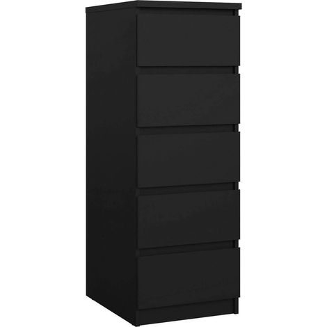 Dmora - Cassettiera Achaldi, Settimino multiuso, Comò camera da letto, Mobile con cassetti, 50x40 h111 cm, Nero