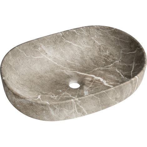 Vasque à poser CALEO en céramique 60x42cm, brèche marmor (1/4)