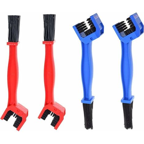 royaluxe -Brosse Nettoyage Chaine Moto 4 Pièces Nettoyage Velo Brosse Chaine Moto Kit Nettoyant Velo Brosse Velo Brosse Chaine Velo Nettoyage Velo Outils de Nettoyage de Vélo Rouge Bleu (1/5)