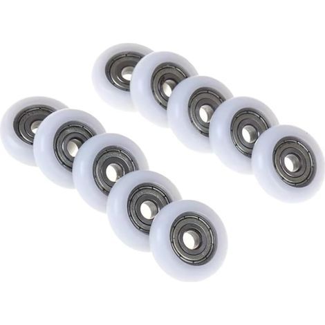 Lot de 10 Roulette Douche, Nylon Acier, Diamètre 19mm, Trou 6mm, Pour Cabine Coulissante (1/5)