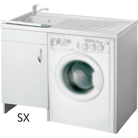 Dianhydro – Meuble avec vasque simple en bois – Évier intégré pour machine à laver – Dimensions 60x109xH.89cm – Armoire en aggloméré (1/6)
