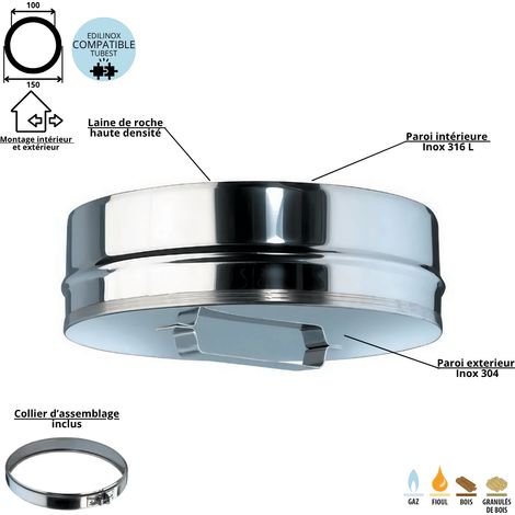 Tampon conduit double paroi isolé Edilinox - Diamètre 100 mm