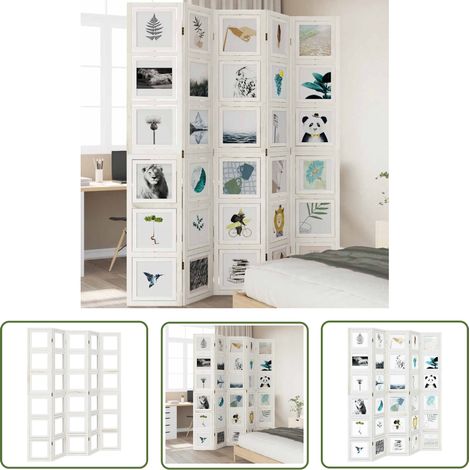 The Living Store 5-tlg. Raumteiler Weiß Massivholz Paulownia - Raumteiler - Holzparavent - Paulowniaholz - Dekorationsmöbel - Fensterabdeckung (1/5)