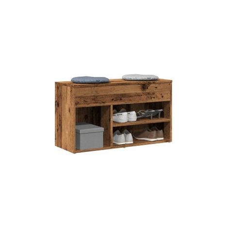 Banc à chaussures avec coffre de rangement Lula L80xH45xP30 – Chic et pratique-Marron noisette (1/5)