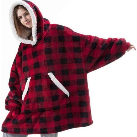 Couverture À Capuche - Sherpa Polyester - Pour Intérieur Bureau Canapé - 118 x 80 cm - 1 Pièce