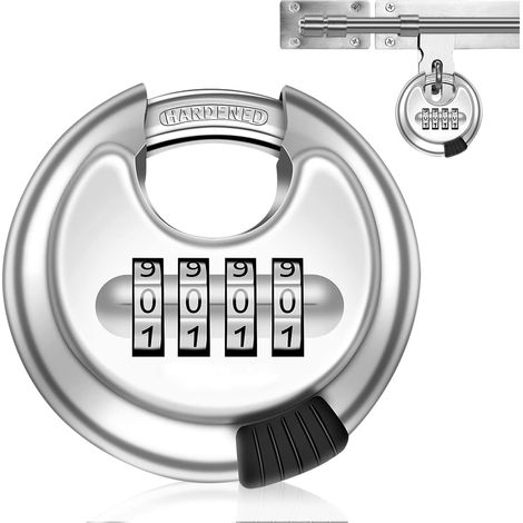 Cadenas Rond, Cadenas en Acier Inoxydable Extérieur Robuste Cadenas Résistant Résistant aux Intempéries multifonction Verrouillage du Disque pour unités stockage, abris jardin (1/5)