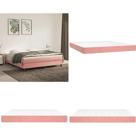 Colchón de muelles ensacados firmeza media terciopelo rosa 160x200x20 cm - Firmeza media - Terciopelo rosa