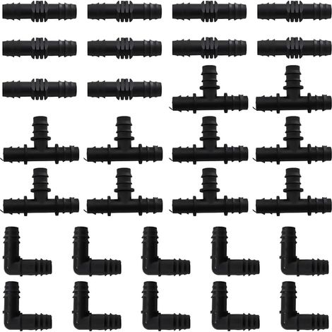 30 Pièces Raccords D'Irrigation, Connecteur Arrosage 16mm, Tee Raccord Irrigation, Raccord Coude Tuyau Arrosage, Outil D'interface de Tuyau D'irrigation de Jardinage (1/5)
