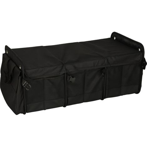 Organisateur de coffre de voiture pliable avec sac isotherme, 100 L, noir, polyester imperméable (1/5)