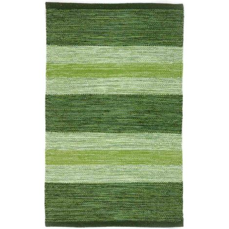 Tappeto HAPPY VERDE disegno a righe 100% cotone annodati a mano, passatoia stuoia cucina multiuso lavabile cm.55x140 (1/3)