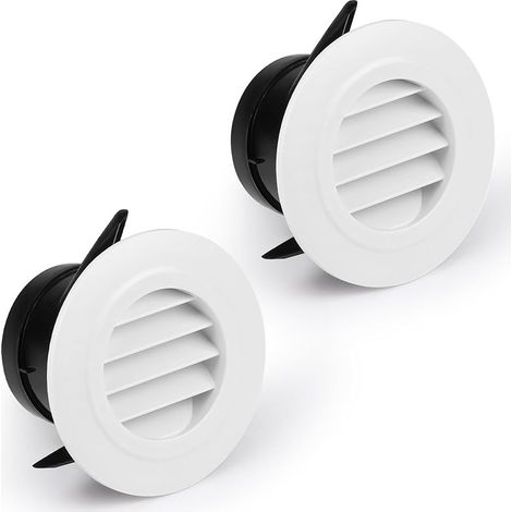 LALAGO 2 pièces Grille de Ventilation en Plastique Aeration Ronde 75mm avec Moustiquaire Grille, Bouche de Grille de Ventilation ABS avec Grille de Protection Blanc pour Ventilateur d'Extraction (1/5)